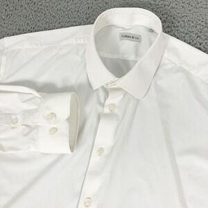 Collars & Co. Shirt Mens 2XL White Solid Stretch Dress Long Sleeve Button Up